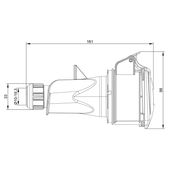 Розетка кабельна IDE MUNDIAL 3P+N+E 16A 200/346–240/415V IP44