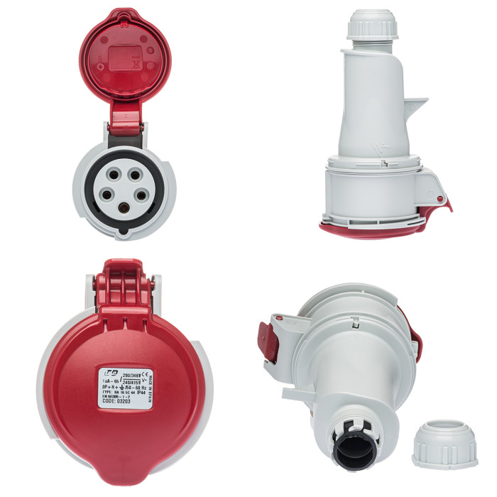 Розетка кабельна IDE MUNDIAL 3P+N+E 16A 200/346–240/415V IP44