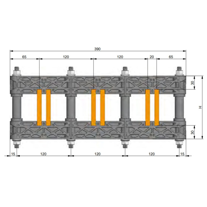 IS32012CU2/C шинотримач на 2000А (3 полюси, під шину шириною 80 мм)
