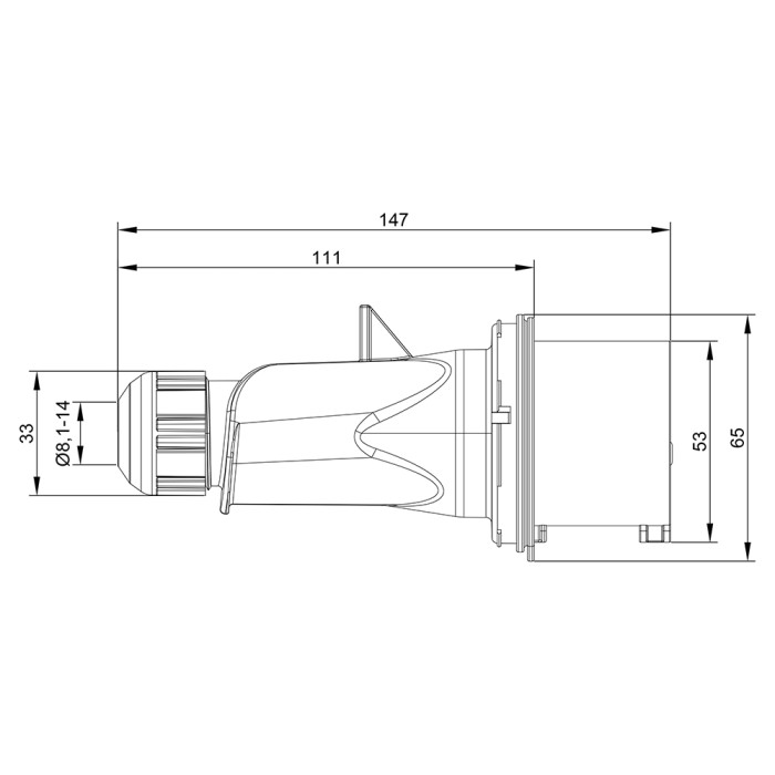 Вилка кабельна IDE MUNDIAL 3P+E 16A 380–415V IP44