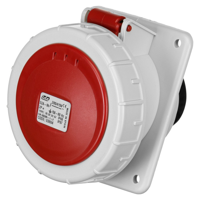 Розетка вбудована похила IDE MUNDIAL 2P+E 32A 380–415V IP66-67