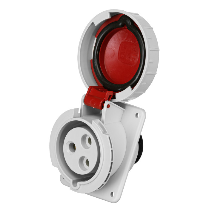 Розетка вбудована похила IDE MUNDIAL 2P+E 32A 380–415V IP66-67