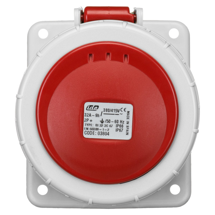 Розетка вбудована похила IDE MUNDIAL 2P+E 32A 380–415V IP66-67