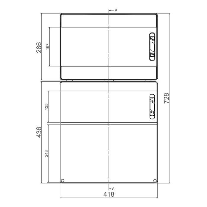 CSN36PT/RR Настінний корпус для сил. розеток STAR 2х18 MOD 728x418x147мм, IP65 з шинами N+PE