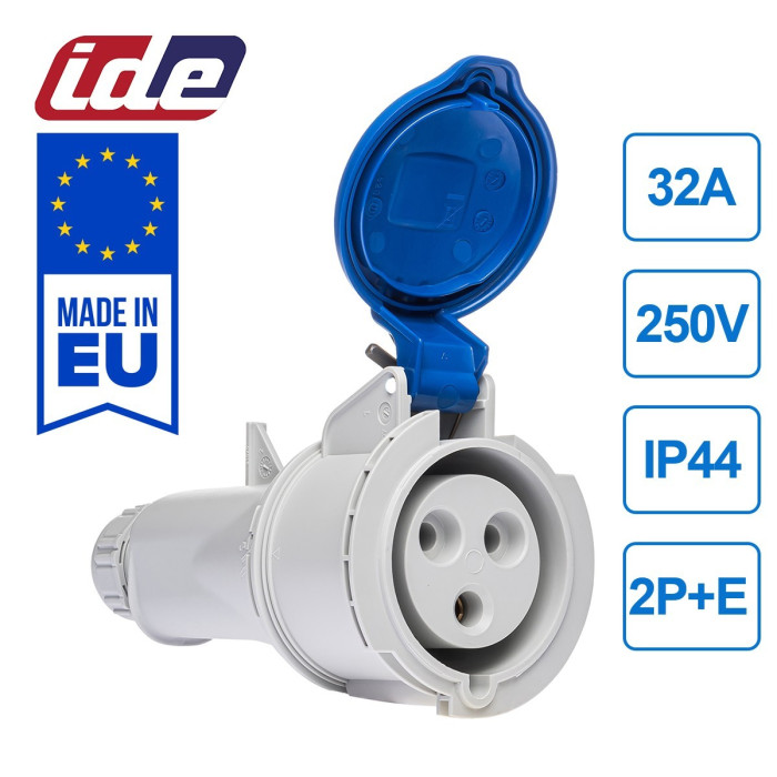 Розетка кабельна IDE MUNDIAL 2P+E 32 А 200–250 В IP44 - 02204
