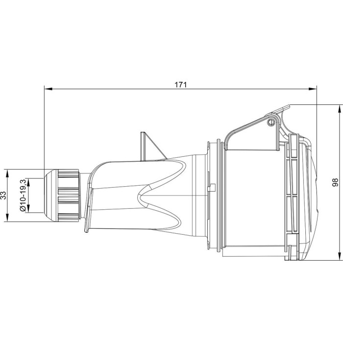 Розетка кабельна IDE MUNDIAL 2P+E 32 А 200–250 В IP44 - 02204
