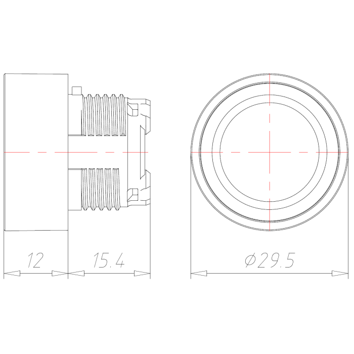 ECX 4100 Кнопка чорна, пласт. корпус, ø 22 мм, IP65