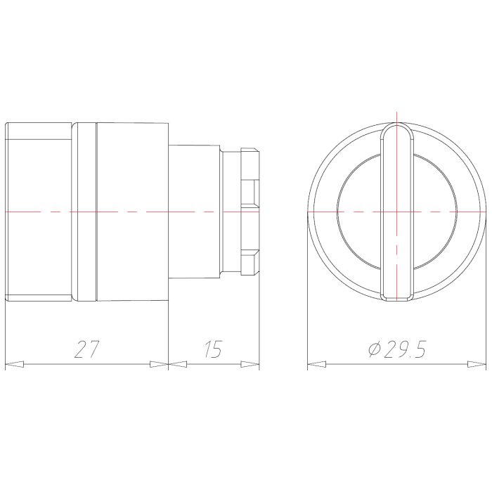 ECX 1252 Поворот кнопка 2-позиційна із зеленим підсвічуванням