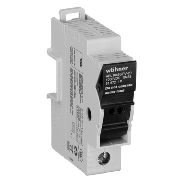 31572 Утримувач запобіжників Ambus EasyLiner 10х38,1р 30A/1000V DC (шина 20x5,10)