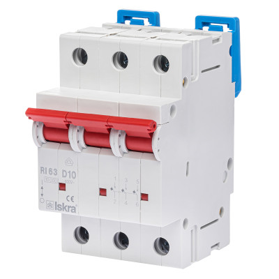 Модульний автоматичний вимикач ISKRA RI63 3P D1A 10кА
