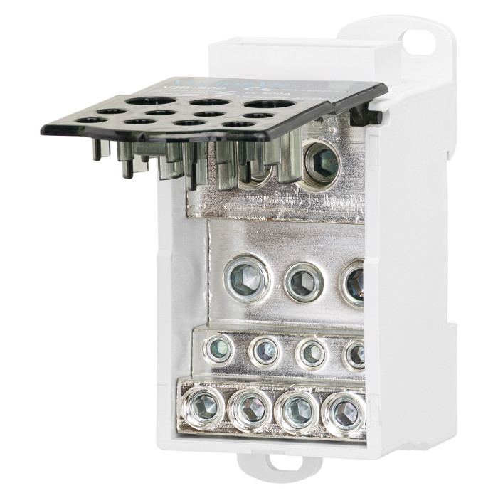 Розподільчий блок Vector VS VJB-500 на DIN-рейку, 500A, вх.8×24х1-2×20х1, вих.5×2.5-16, 4×2.5-10, 2×6-35mm