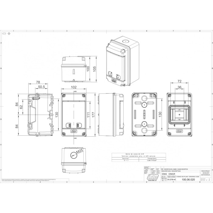 CDN4G/R Корпус розподільчий (ABS) ECOLOGY,1x4 модулів 177x102x105, IP65, в компл. шинами N і PE
