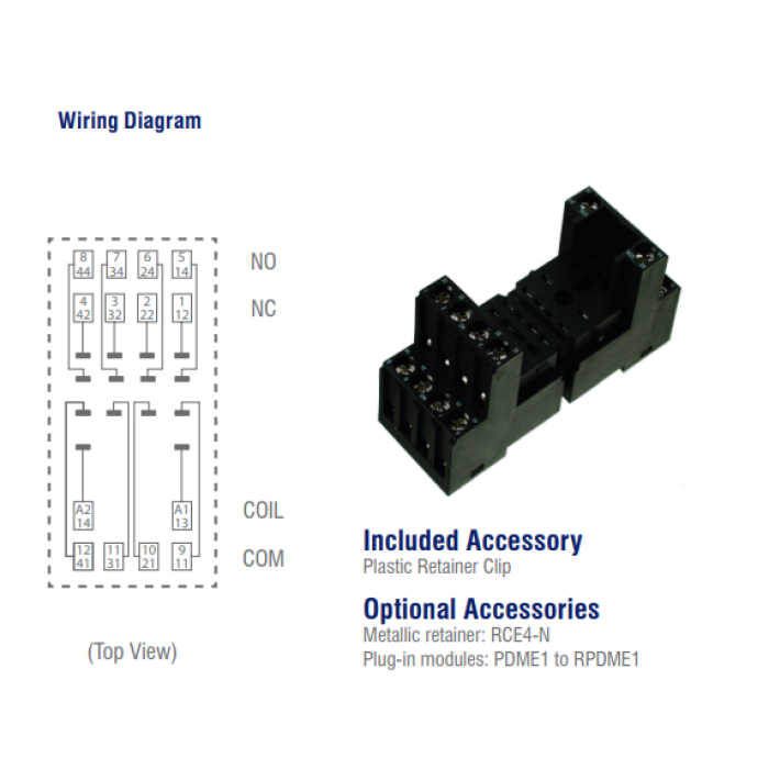 SRNE4-D Цоколь для реле HYE41 (з скобою)