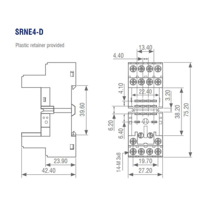SRNE4-D Цоколь для реле HYE41 (з скобою)