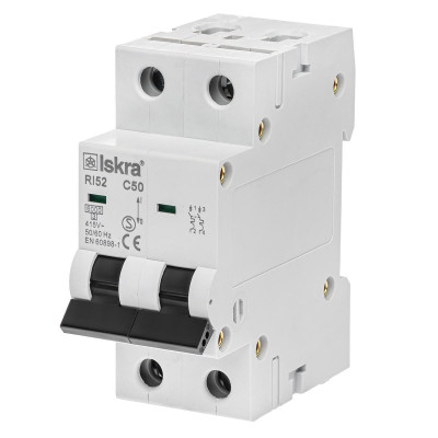 Модульний автоматичний вимикач ISKRA RI52 2P C50A 6кА