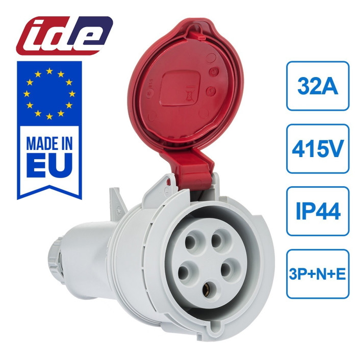 Розетка кабельна IDE MUNDIAL 3P+N+E 32 А 200/346–240/415 В IP44 - 03206