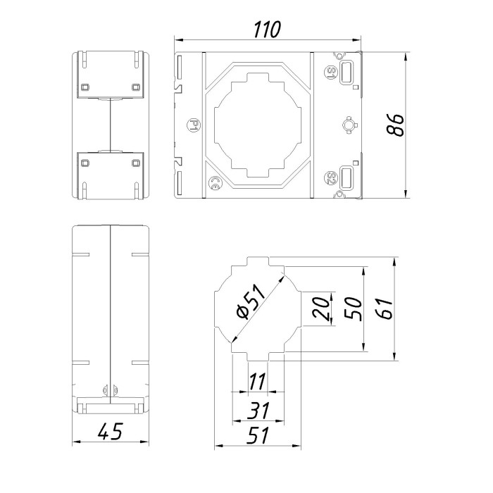 Трансформатор струму вимірювальний Vector VS VCTB861 1200A 61×12.5 1200/5