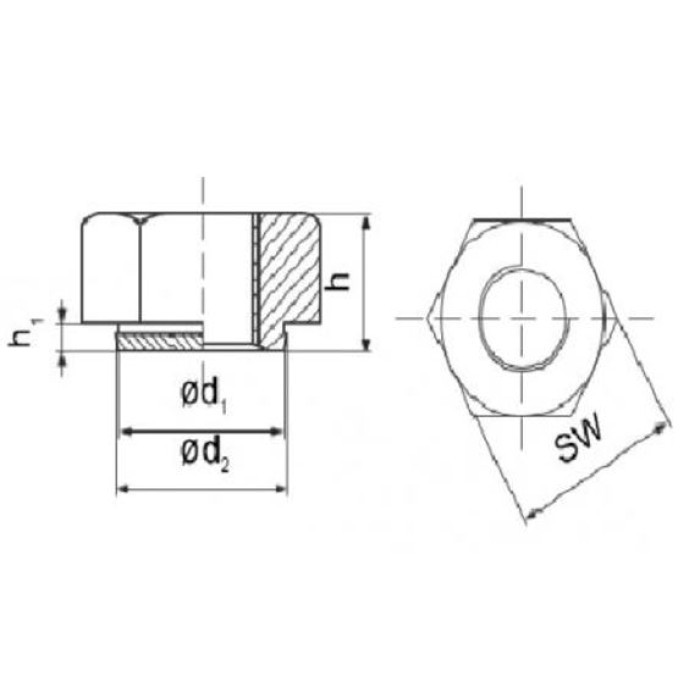NWO_M10 (50шт) Гайки для вдавлення М10