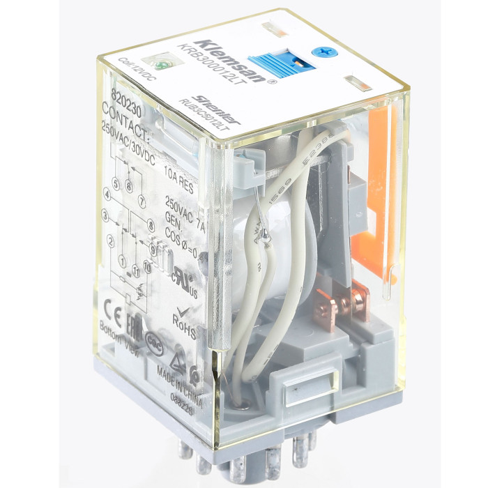 Силове проміжне реле KRB 3PCO 10A 12V DC LED\Тест