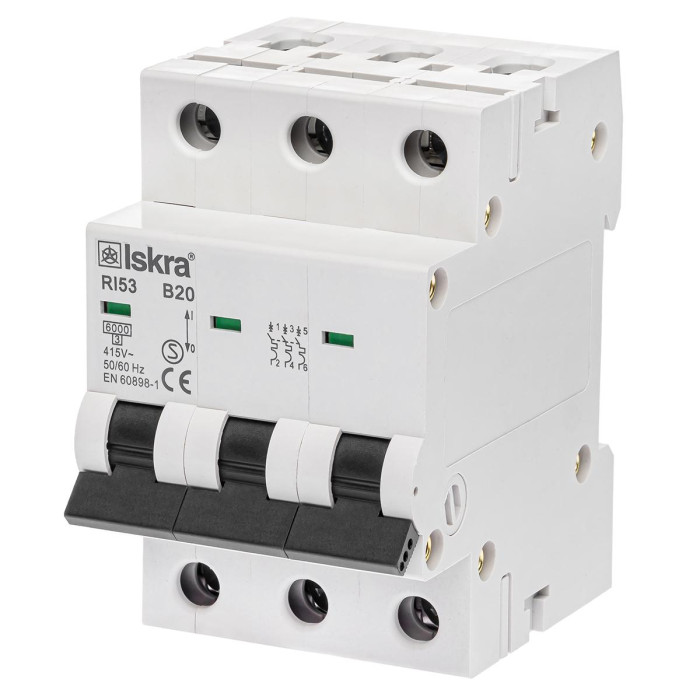 Модульний автоматичний вимикач ISKRA RI53 3P B20A 6кА - 786091159000