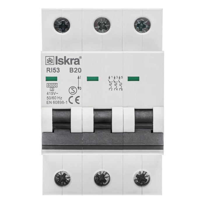Модульний автоматичний вимикач ISKRA RI53 3P B20A 6кА - 786091159000