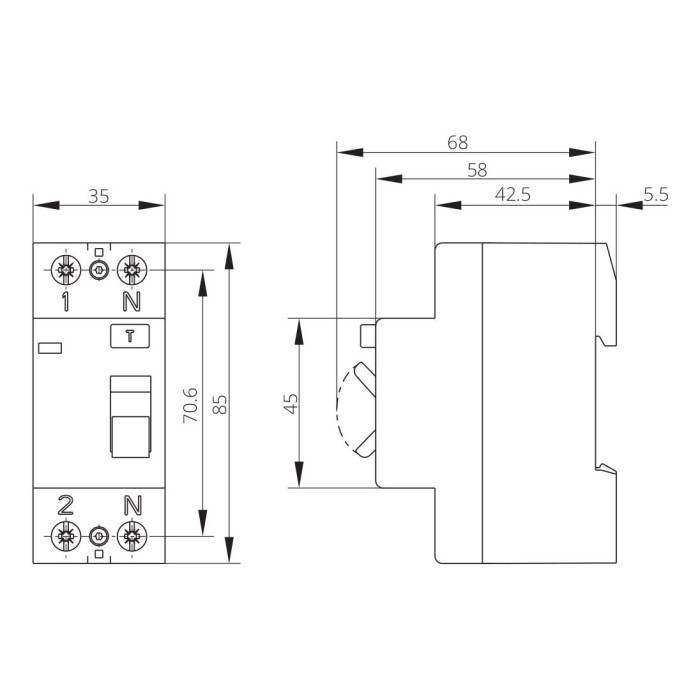 Пристрій захисного відключення ISKRA NFI2 40A 1P+N 0.03А - 030104240000