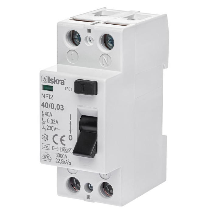 Пристрій захисного відключення ISKRA NFI2 40A 1P+N 0.03А - 030104240000