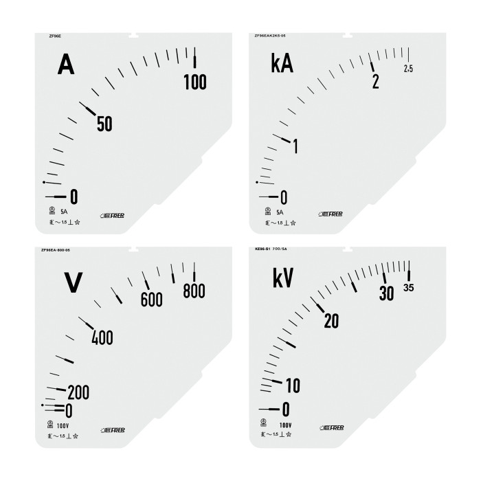 Шкала амперметра FRER ZF 500/1А В - ZF96EAX500D01