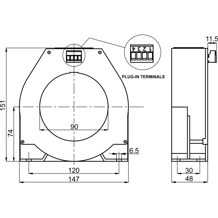 TDB090003 Датчик для реле витоку d=90мм, 300mA-15A