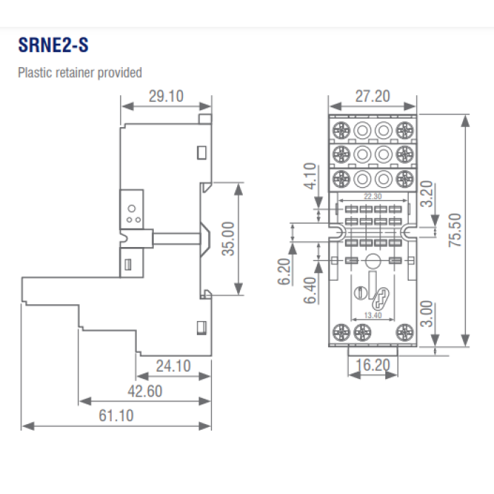 SRNE2-S Цоколь для реле HYE21 (з скобою)