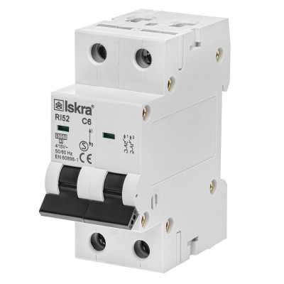 Модульний автоматичний вимикач ISKRA RI52 2P C6A 6кА