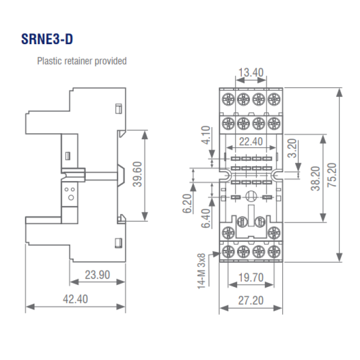 SRNE3-D Цоколь для реле HYE31 (з скобою)