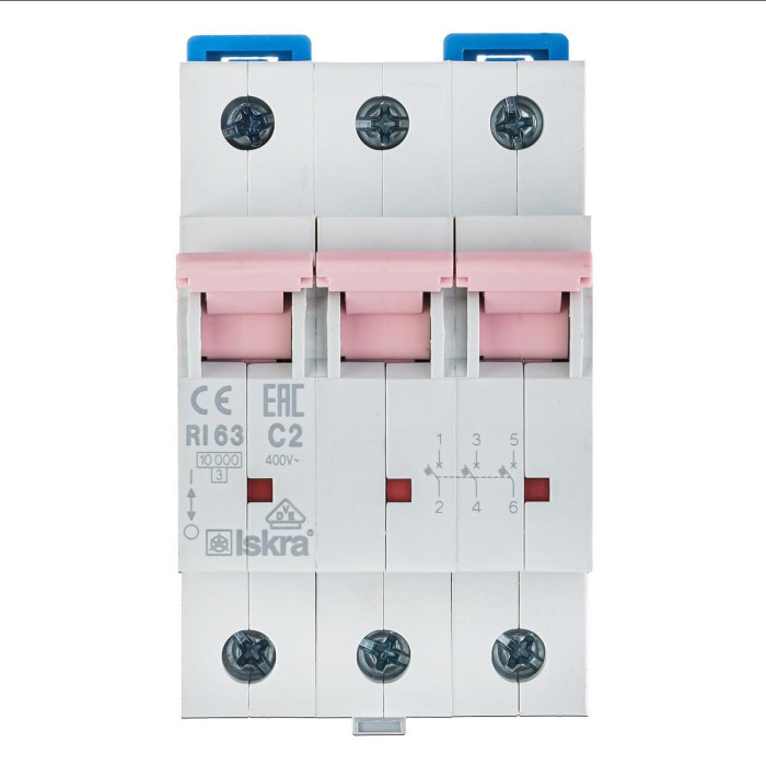 Модульний автоматичний вимикач ISKRA RI63 3P C2A 10кА - 786100100800