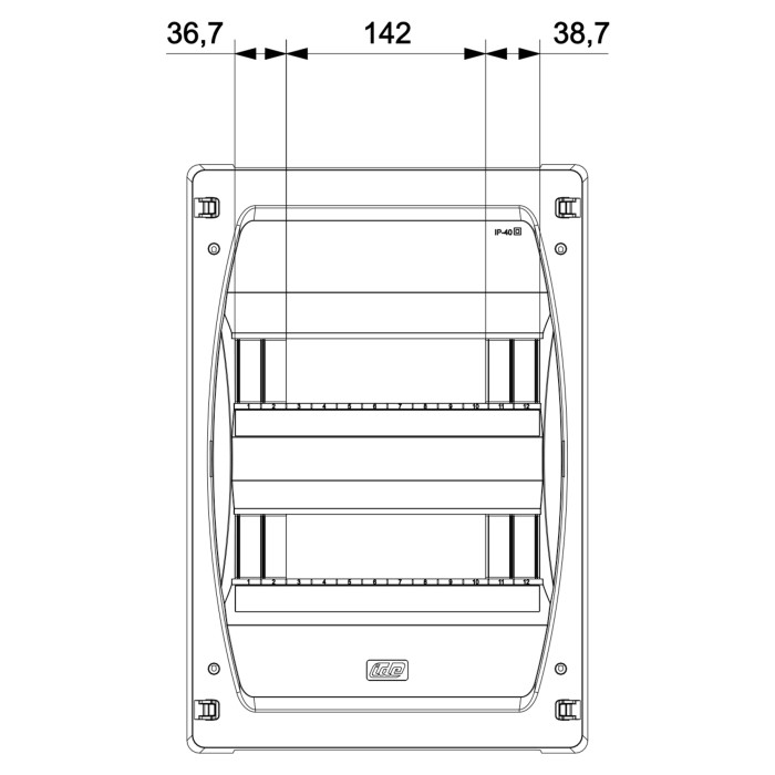 GPS24PT/RR Корпус розподільчий GOLD, 2x12 (24) модулі, навісного виконання, прозорі двері, IP40