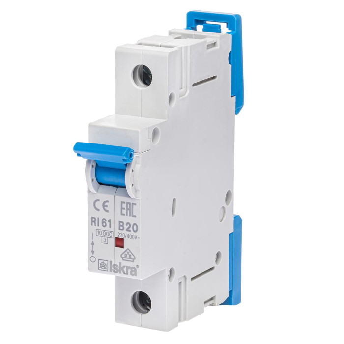 Модульний автоматичний вимикач ISKRA RI61 1P B20A 10кА - 786100041000
