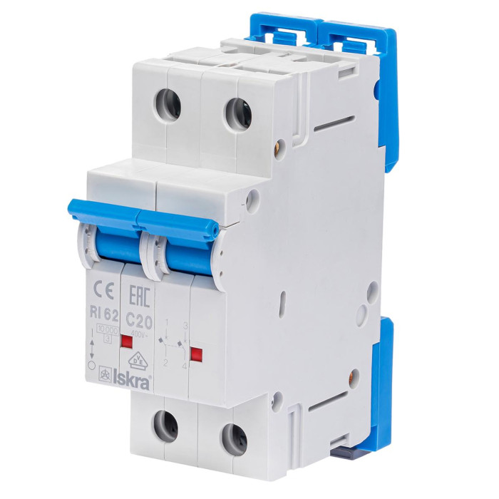 Модульний автоматичний вимикач ISKRA RI62 2P C20A 10кА - 786100153000