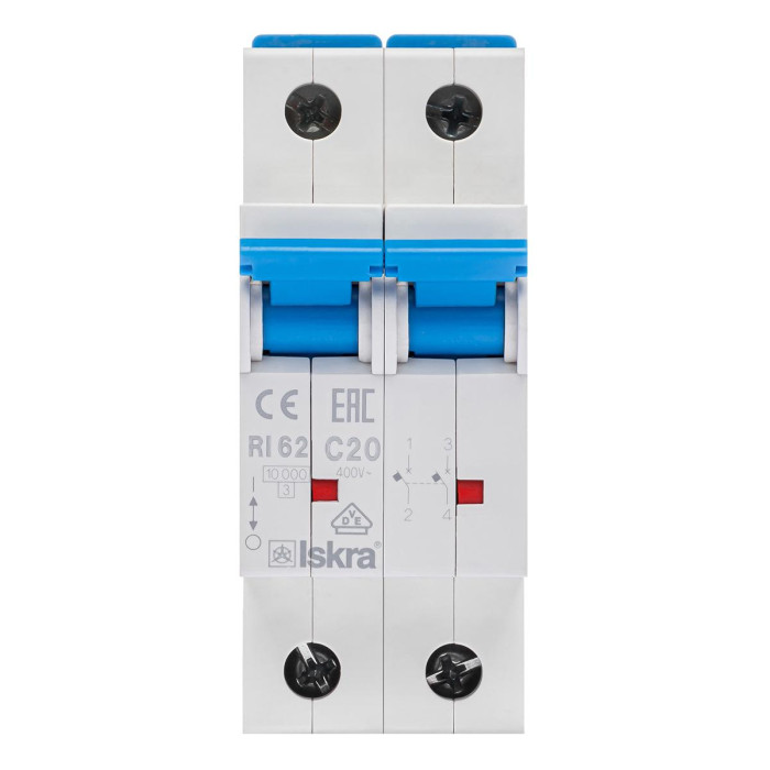 Модульний автоматичний вимикач ISKRA RI62 2P C20A 10кА - 786100153000
