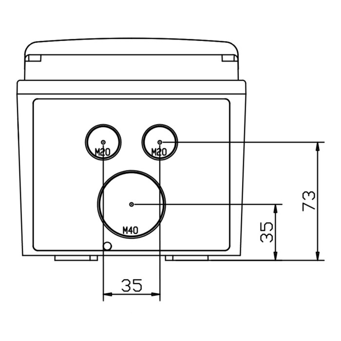 CSN6PT/RR Настінний корпус для сил. розеток STAR 1х6 MOD 436x142x137мм, IP65 з шинами N+PE