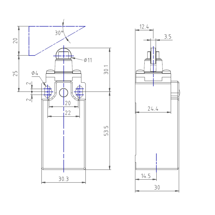 Кінцевий вимикач COMEPI з металевим плунжером NO+NC - AP1T12Z11