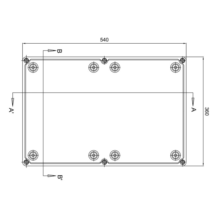 ROC64PO Корпус з подвійною ізоляцією (Class II), поліестер, 540x360x171мм, IP66