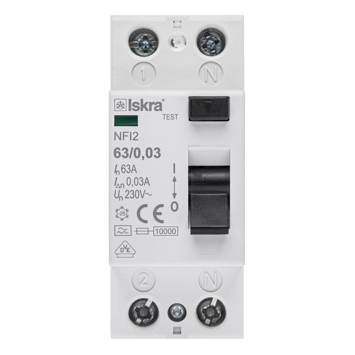 Пристрій захисного відключення ISKRA NFI2 63A 1P+N 0.03А - 030104241000