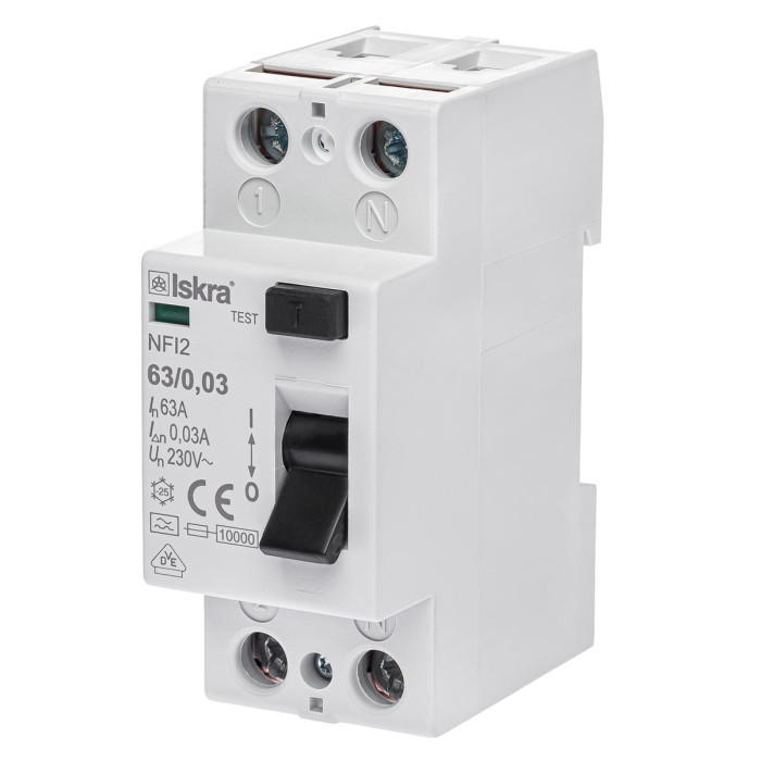 Пристрій захисного відключення ISKRA NFI2 63A 1P+N 0.03А - 030104241000