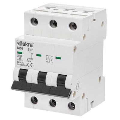 Модульний автоматичний вимикач ISKRA RI52 3P B16A 6кА