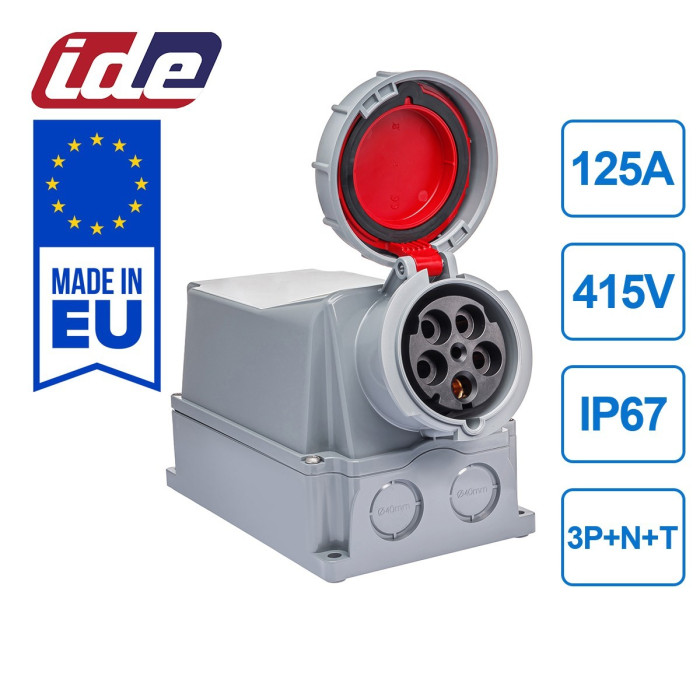 Розетка настінна IDE MUNDIAL 3P+N+E 125 А 200/346–240/415 В IP66-67 - 03876
