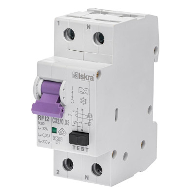 Диференційний автоматичний вимикачISKRA RFI2 1P+N C40A/0.03 10кА