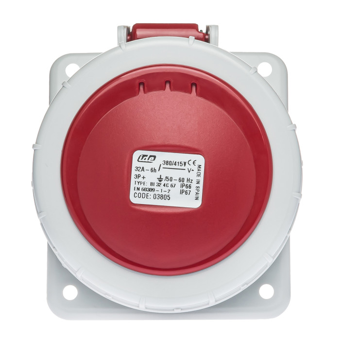 Розетка вбудована похила IDE MUNDIAL 4P 32 А 220 В IP66-68 - 02805