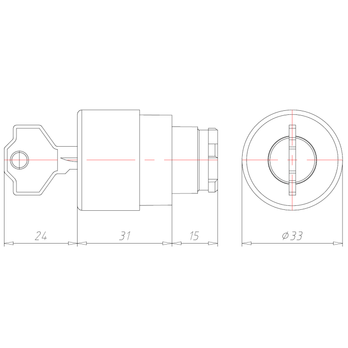 Кнопка чорна із замком, без фіксації COMEPI - ECX 1174