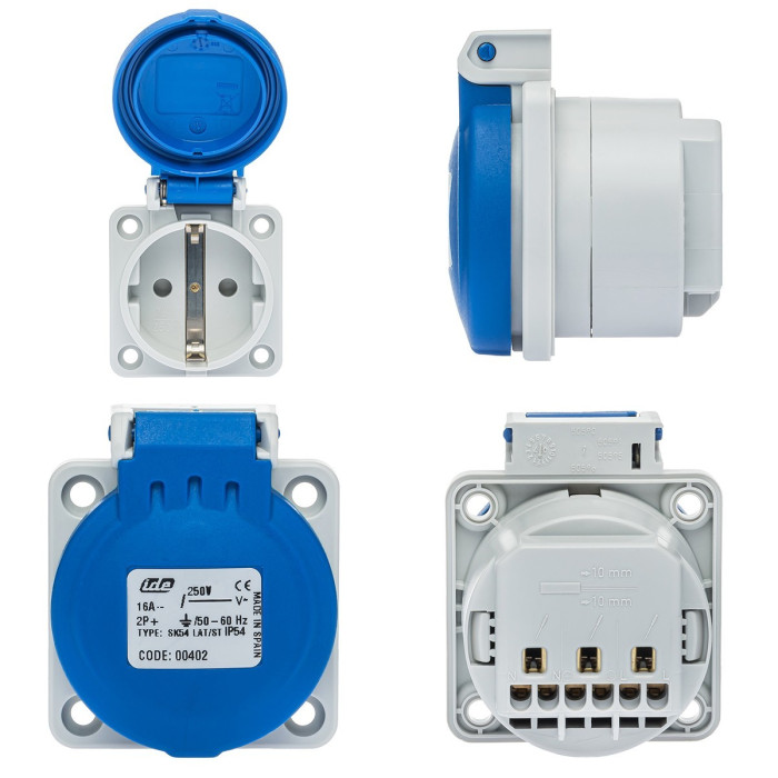 Розетка настінна IDE SCHUKO 2P+E 16 А 250 В IP54 - 00402