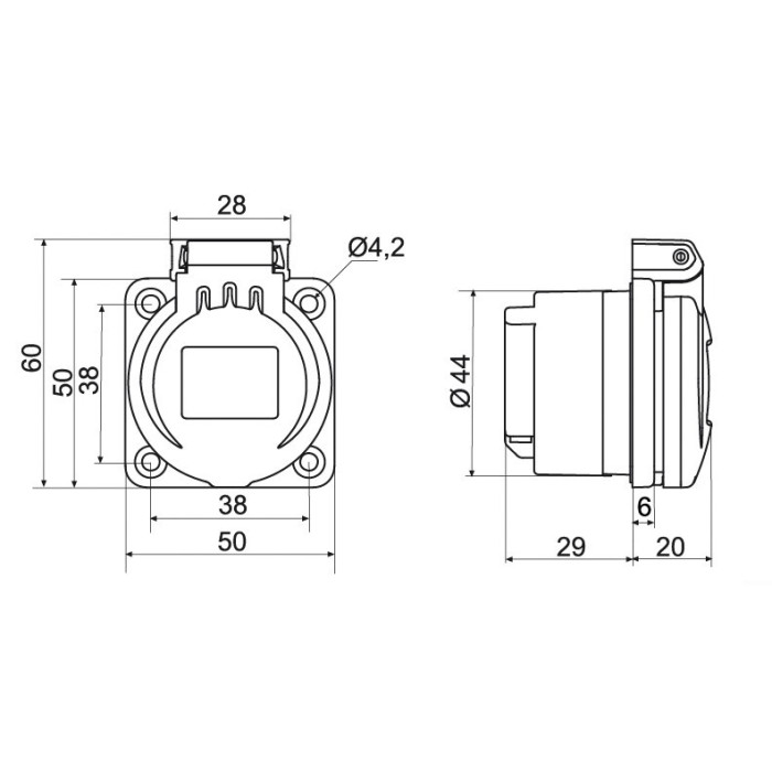 Розетка настінна IDE SCHUKO 2P+E 16 А 250 В IP54 - 00402