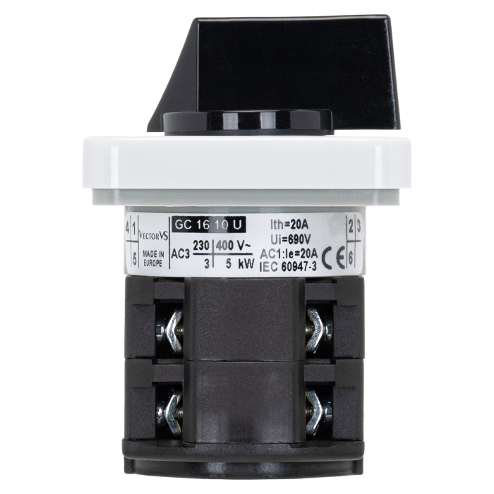 Кулачковий перемикач GC 16A 3P схема 10 (0-1)